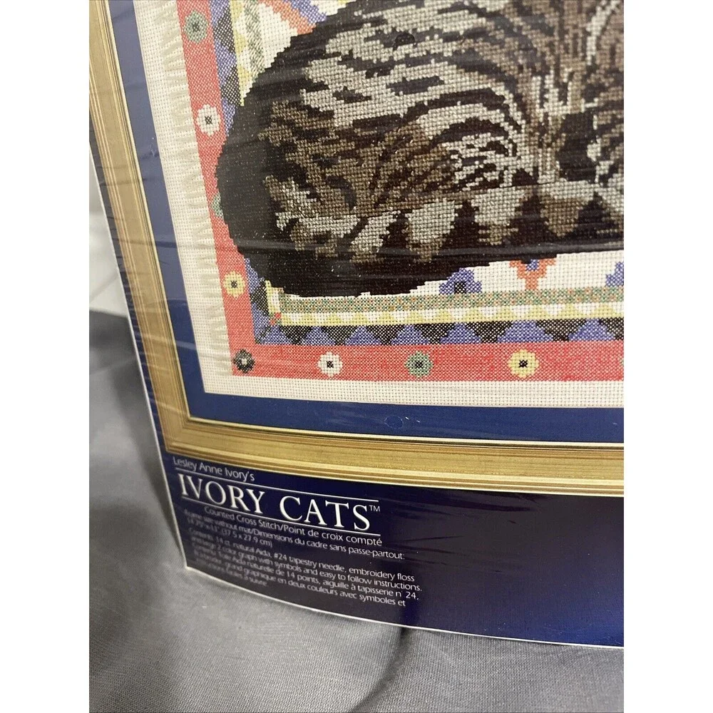 Designs For The Needle Counted Cross Stitch Kit Ivory Cats Gemma On A Dhurrie...